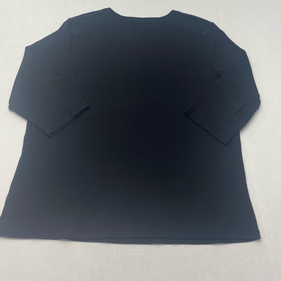 Ralph Lauren Women’s Top 1X Black Ribbed Gold Snaps 3/4 SL - Picture 9 of 11